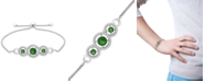 Macy's Lab-Created Emerald (3/4 ct. t.w.) & White Sapphire (1/3 ct. t.w.) Bolo Bracelet in Sterling Silver